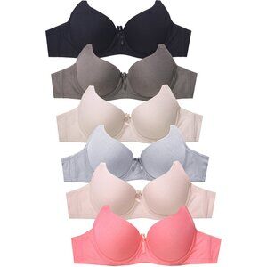 PACK OF 6 Women's Mamia Full Coverage Underwire Solid T Shirt Bras (BR4337P6)